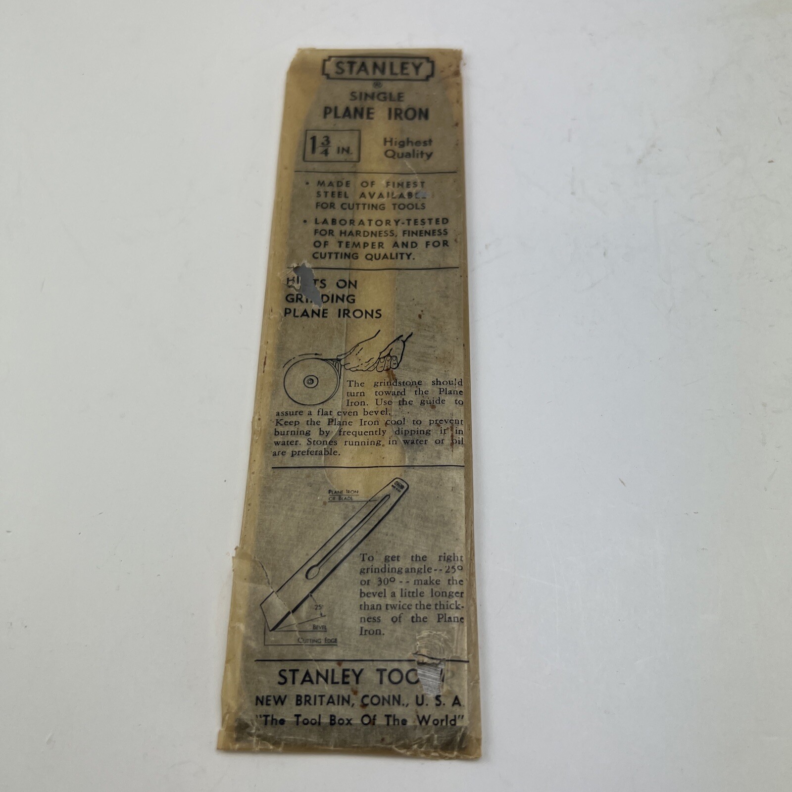 New Old Stock Stanley 1-3/4” Wide Plane Blade For No.3, 5-1/4, 603, 605-1/4.