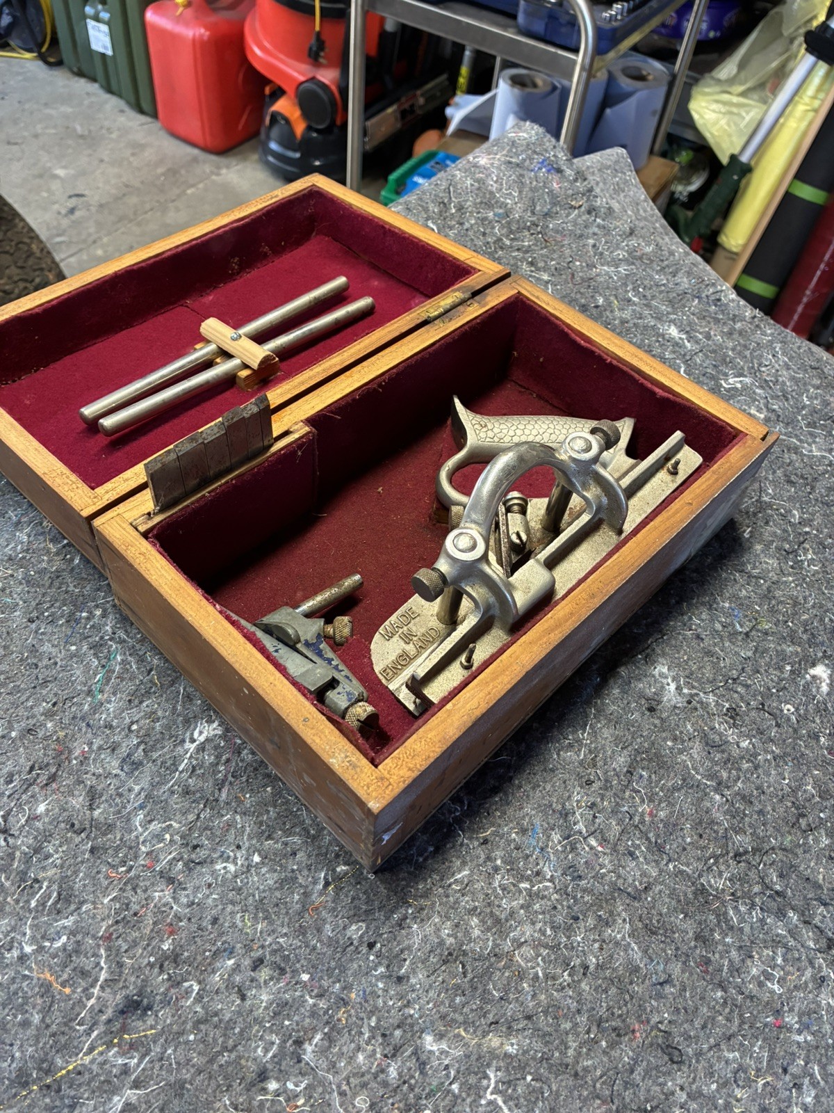 Record No. 044C Plough Plane w/ Wooden Box Vintage Woodworking Tool VGC