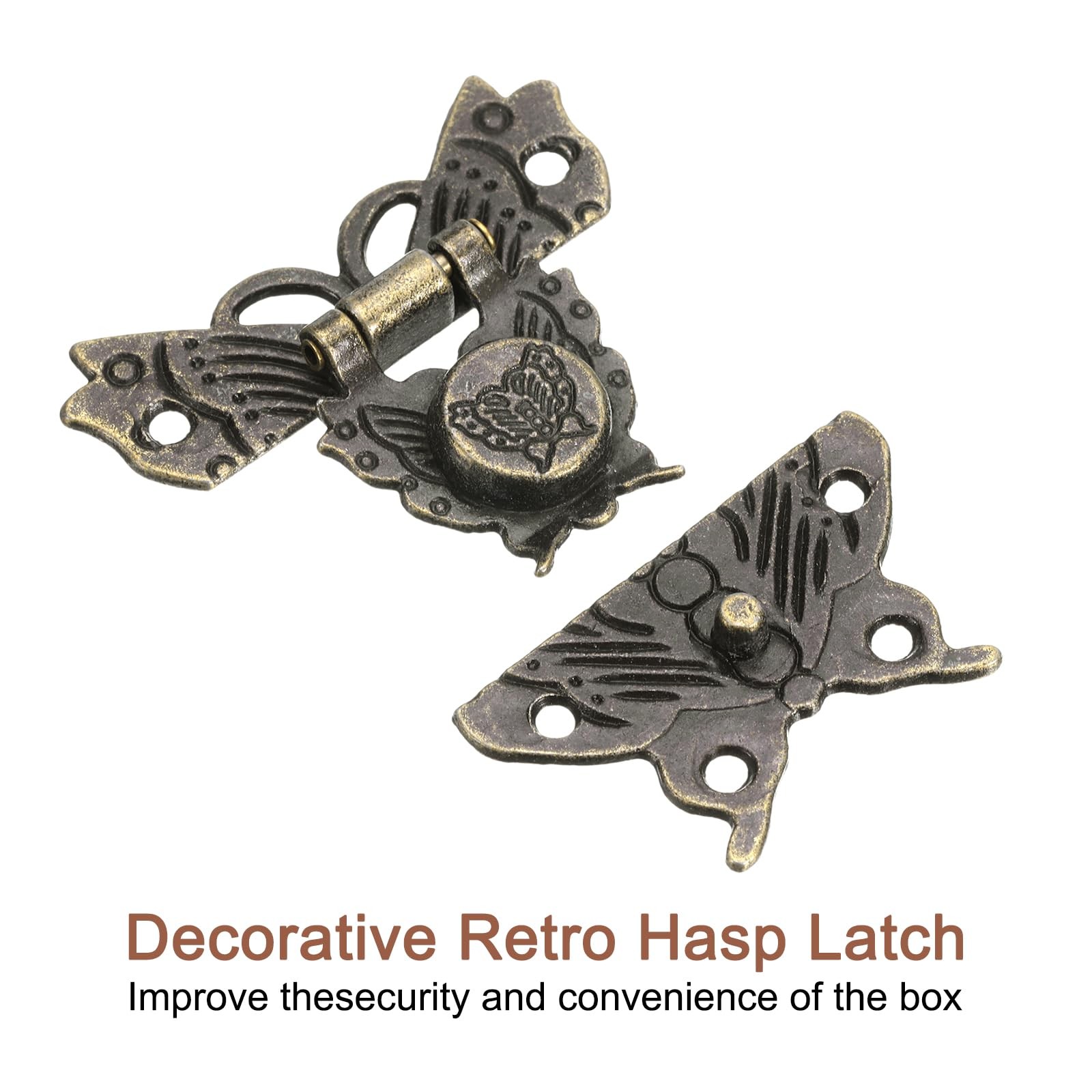 uxcell 4 Pcs Hasp Latch, 43 x 51mm Butterfly Decorative Retro Box Toggle…