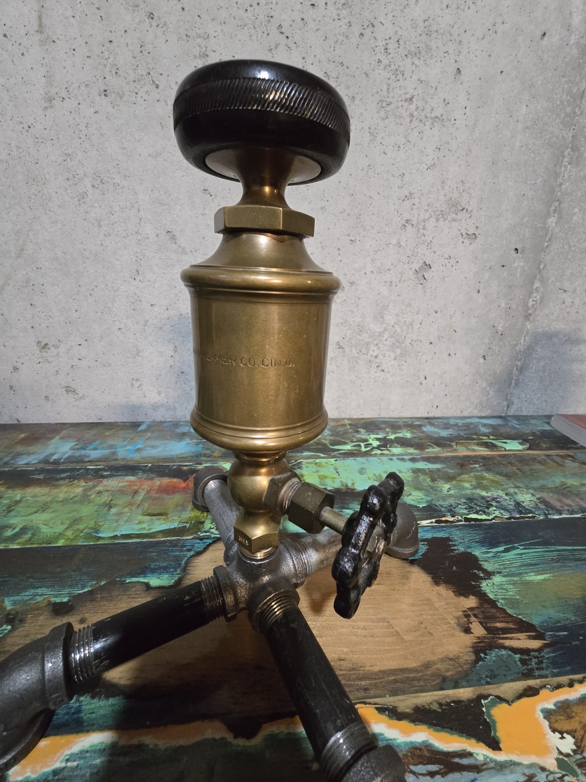 Antique/Vintage ~ The Lunkenheimer Co. No. 5 Brass Banner Valve/Oiler *Clean*