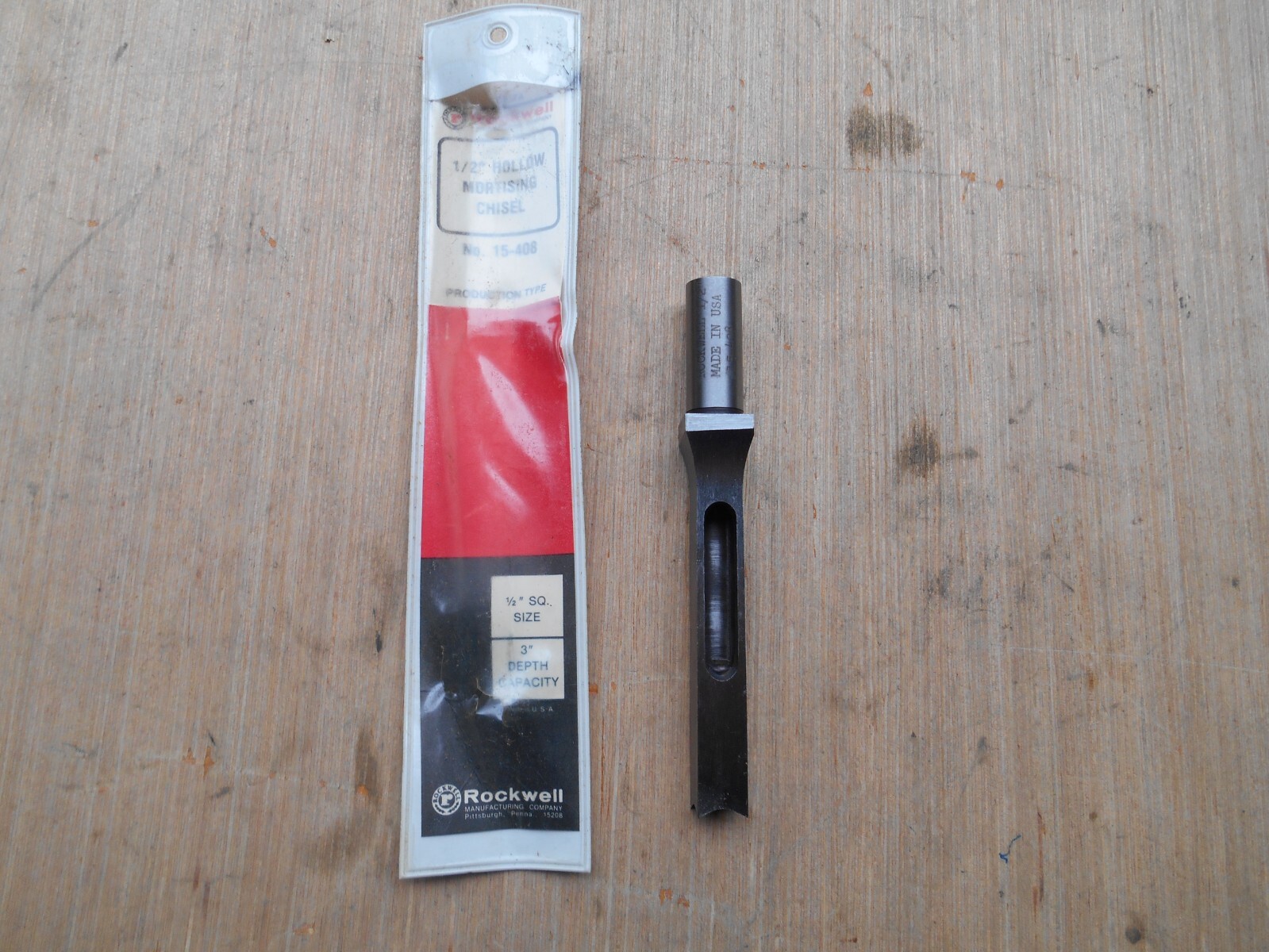 Delta Rockwell 15-408 1/2″ hollow mortising chisel, 3″ capacity, NOS