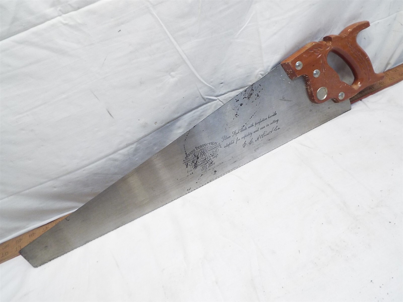 Atkins Perfection Silver Steel Hand Saw No. 65 Ship Point 10 Wood Tool AAA