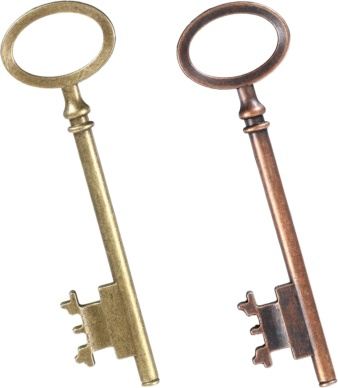 Skeleton Key 2 Pack Vintage Antique Bronze Copper Hollow Barrel Furniture Decor