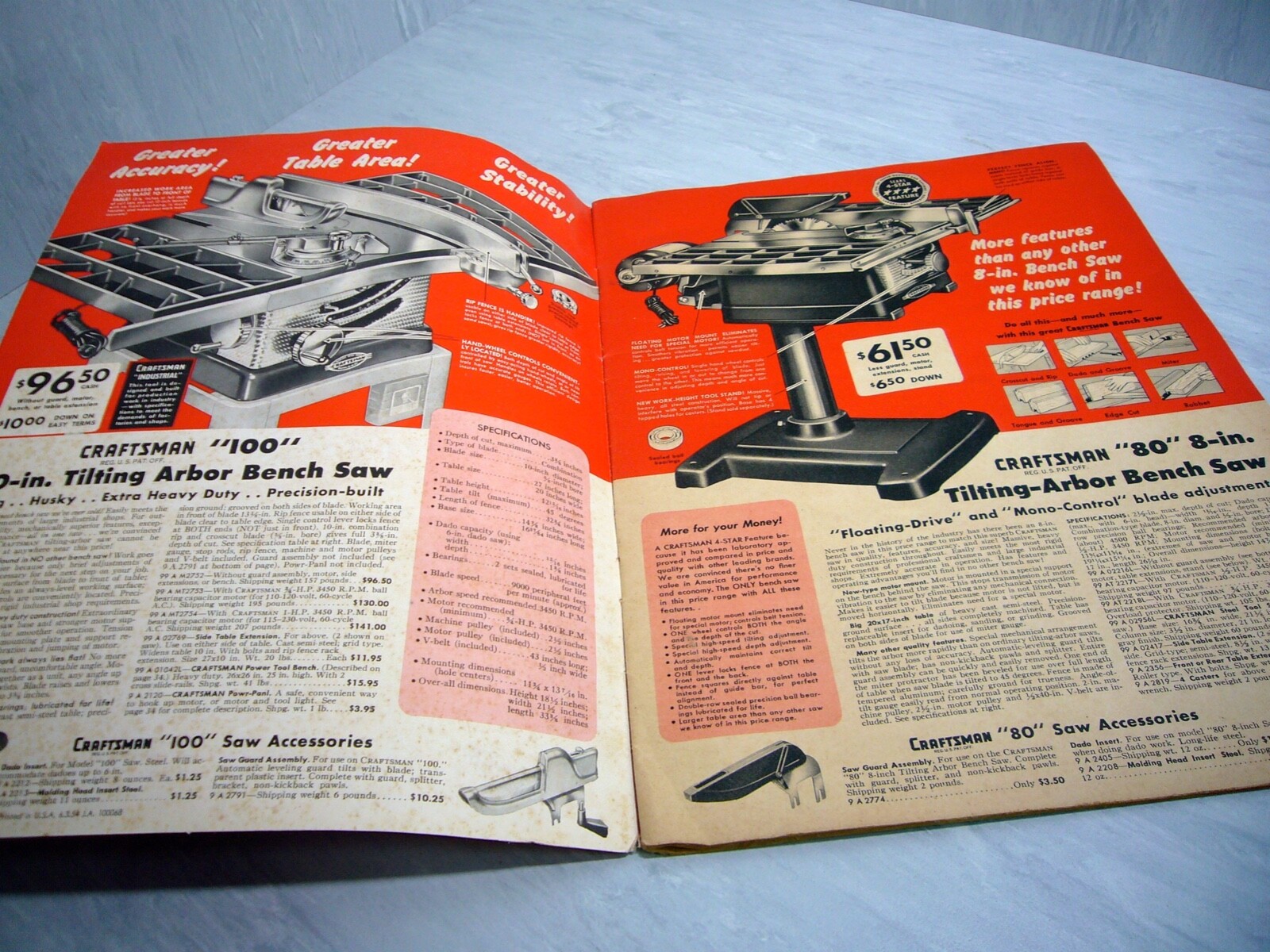 1954 Craftsman Power Tools Catalog Sears, Roebuck and Company, 51 Pg 1955 Models