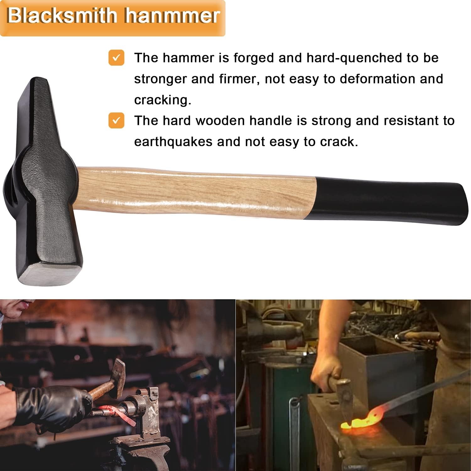 Knife Making Tong+Hammer Set Blacksmith Bladesmith 15″ Wolf Jaw Vise Forge Tool