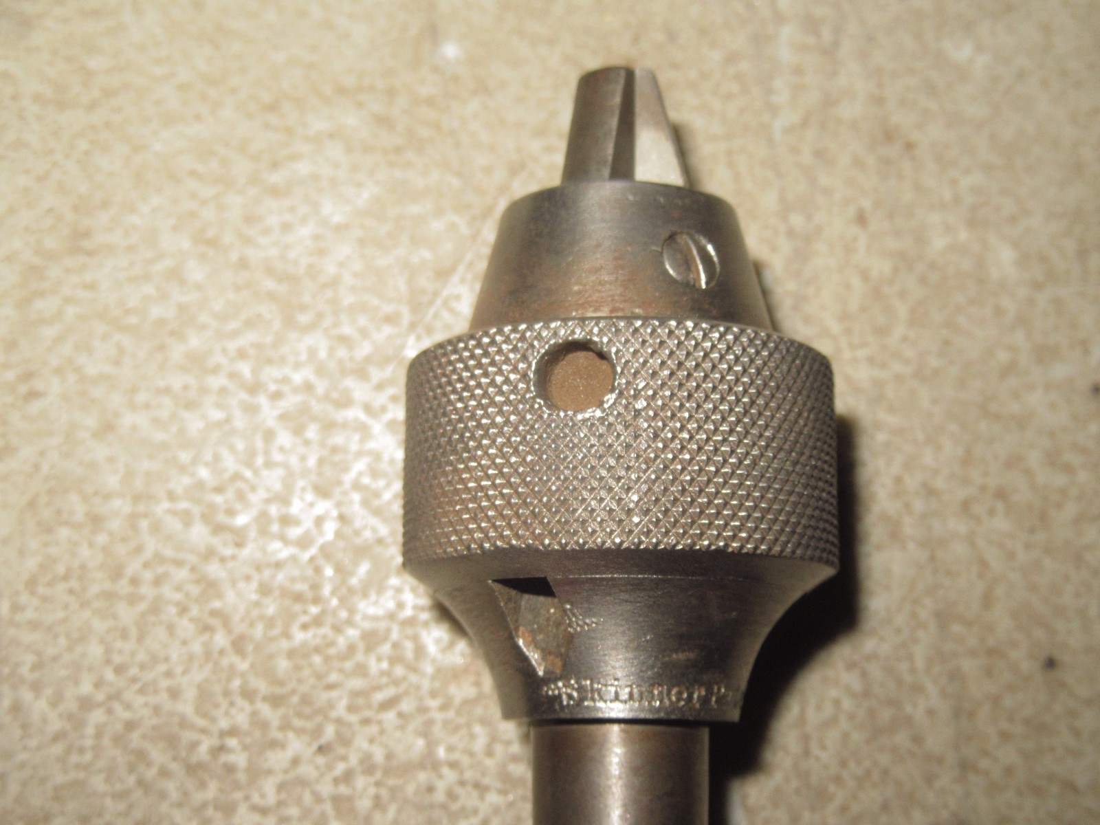 Vintage Skinner lathe tailstock Chuck Pat. June 16, 91 small No. 11 hollow taper