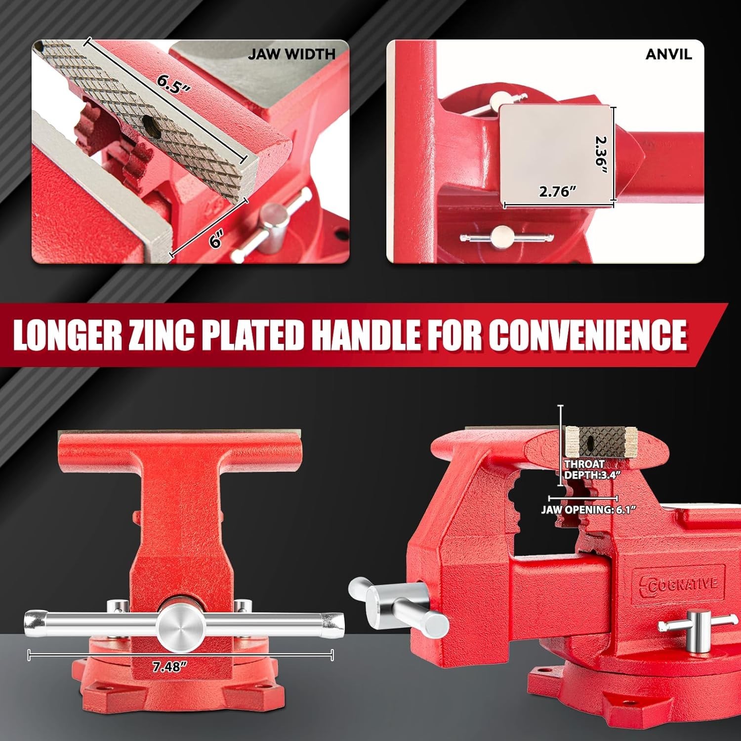 6.5″ Heavy-Duty Bench Vise Ductile Iron Bench Vise 360° Swivel Bench Vice wit…