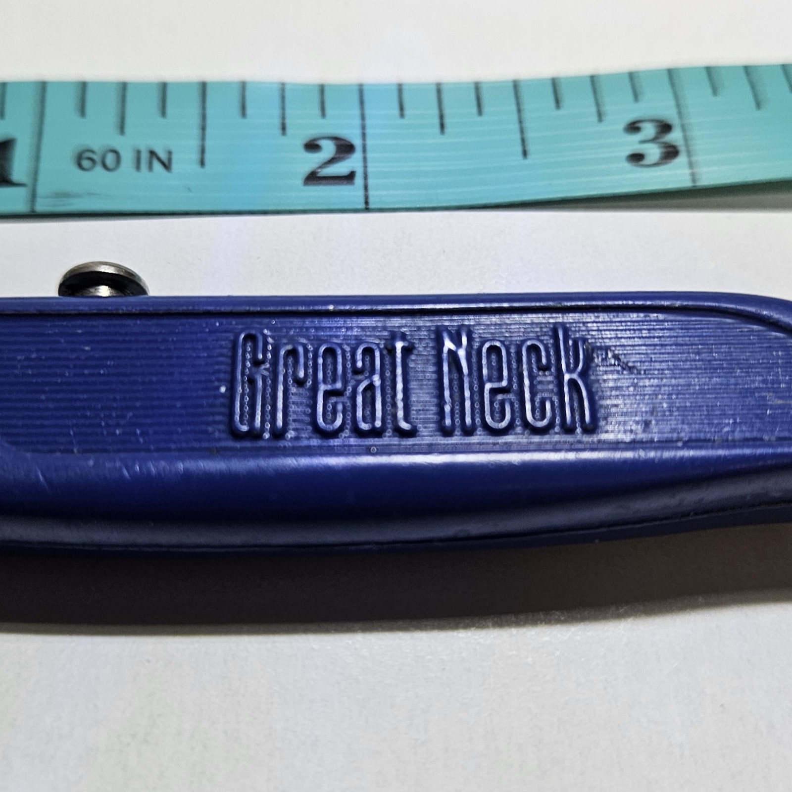 Vtg Great Neck Box Cutter Keychain Knife Made In USA Blue Metal