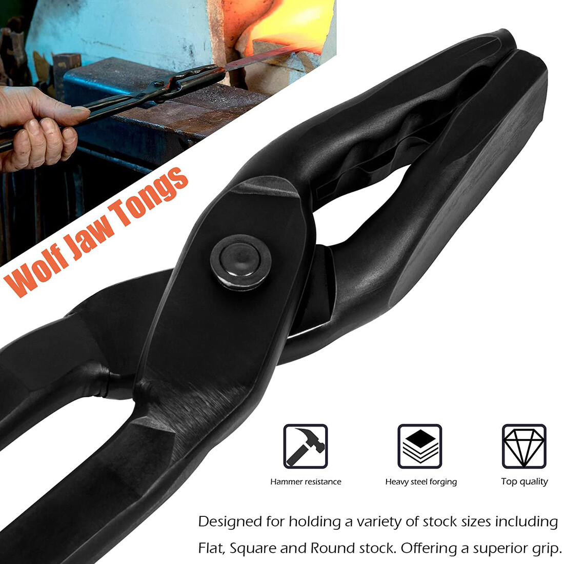Beginner Knife Making Blacksmith Tongs Hammer Tools Set Bladesmith Anvil Forge