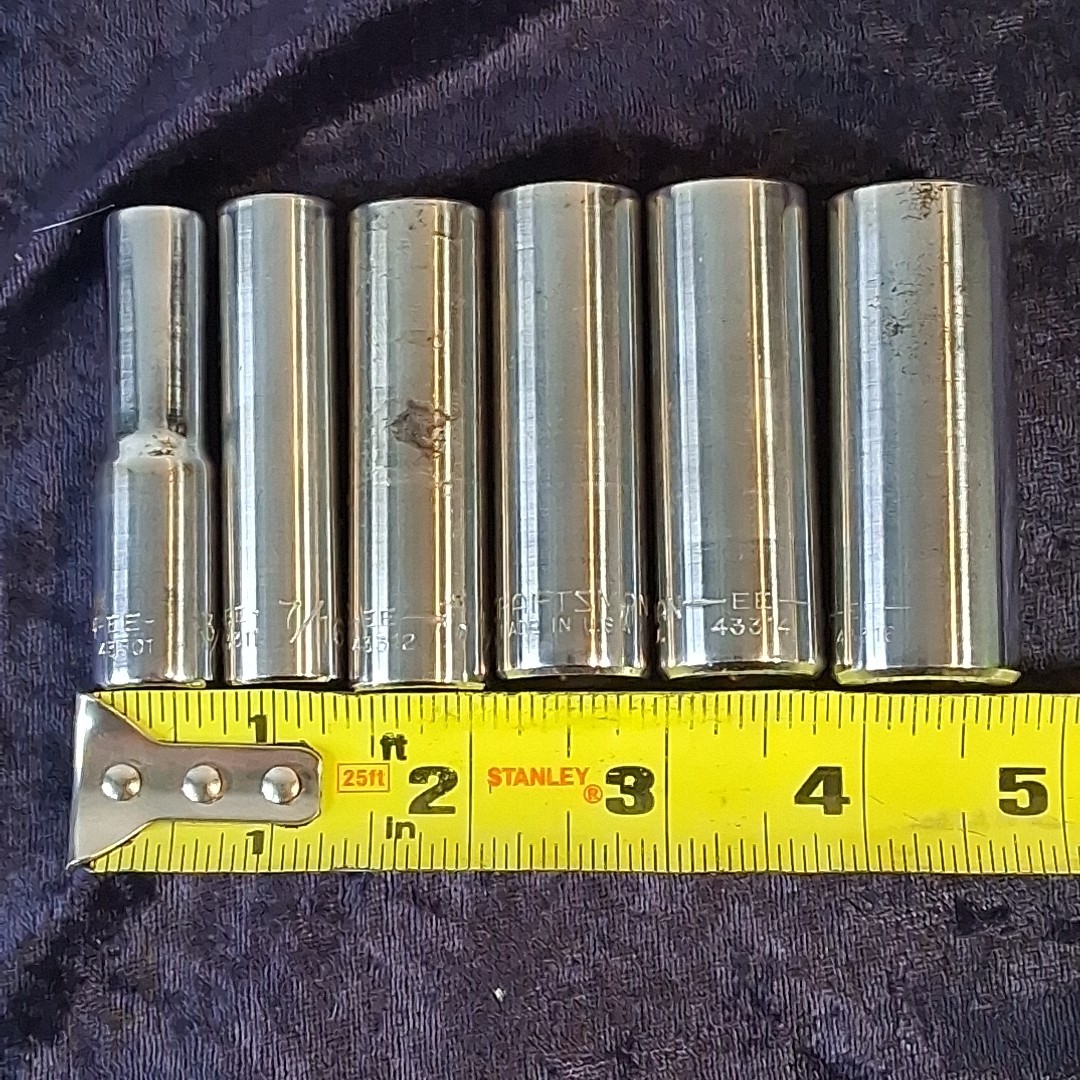 Craftsman Deep Well Socket Set 6 Piece 3/8″ Drive SAE 12 Point EE USA 3/8-11/16″