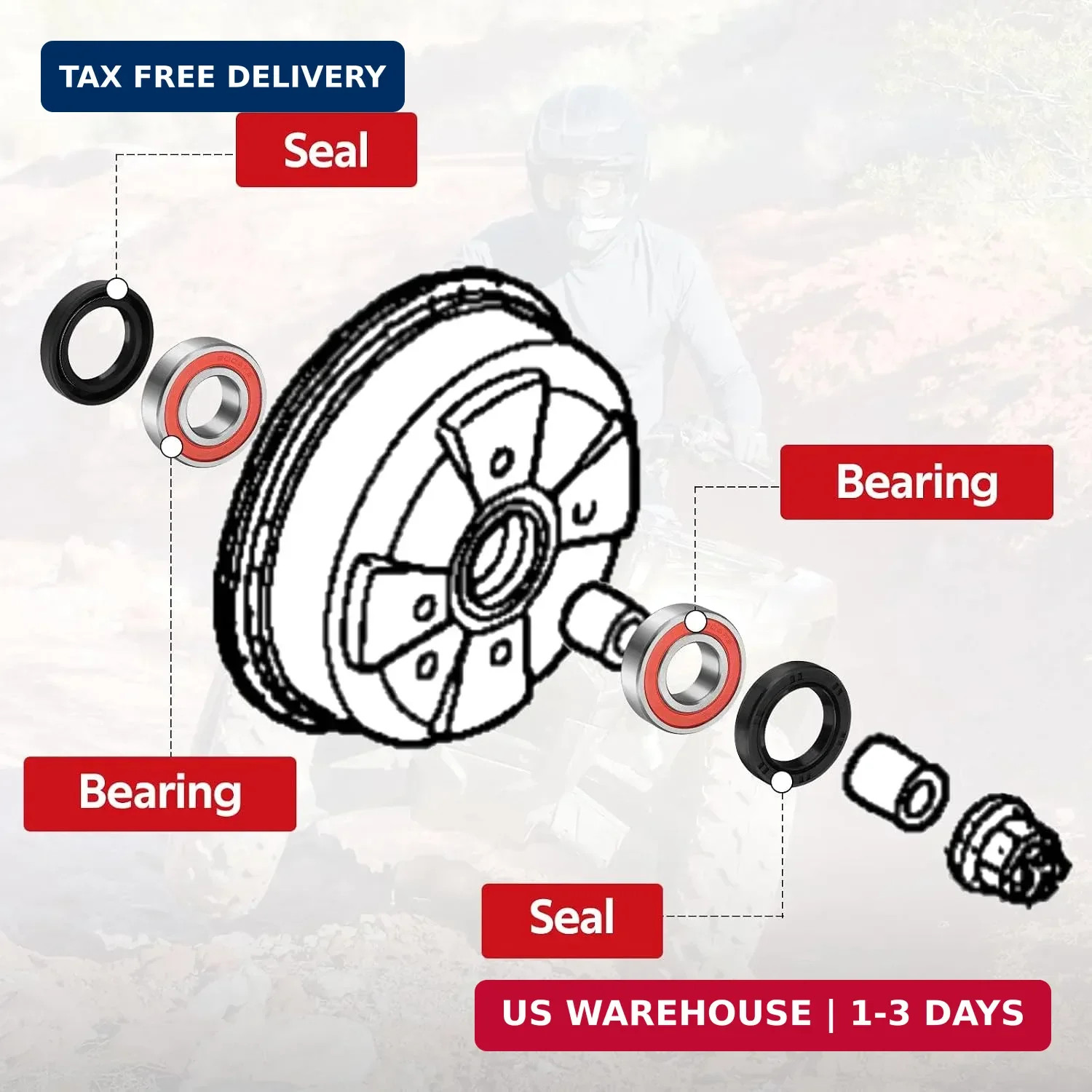 Front Wheel Hub Bearings Seals for Recon 250 TRX250 1997-2022 Rancher 350 2×4