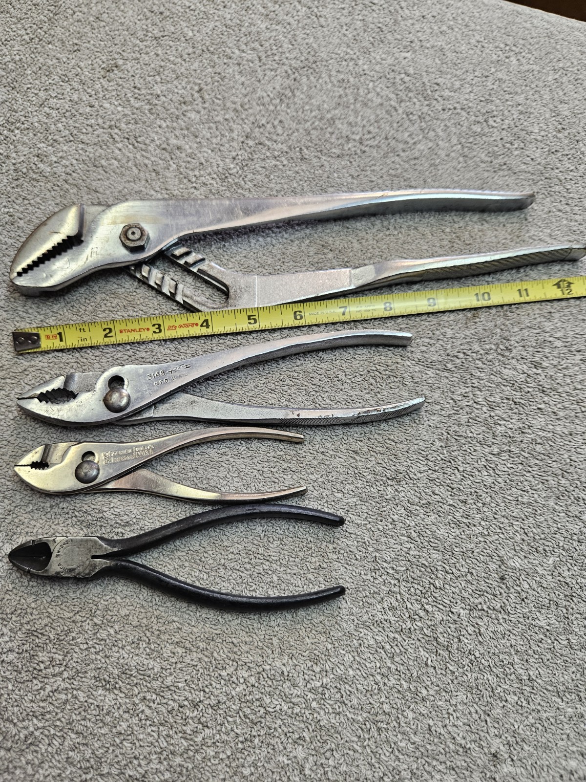 4 Vintage Pliers Craftsman, Fleet, Crescent, Utica Pliers Made In USA
