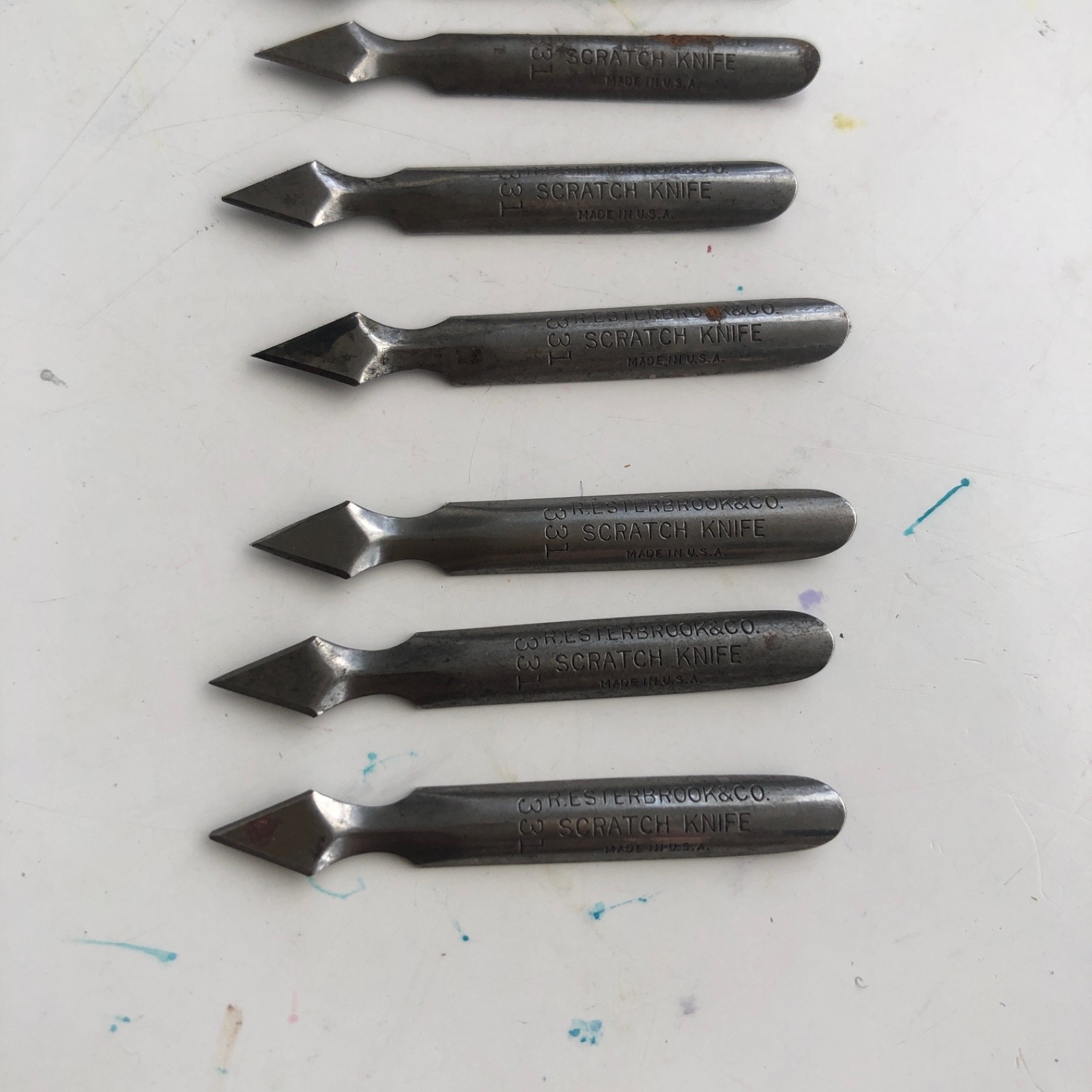 Lot of 11 Vintage Esterbrook & Co Scratch Knife Refills No. 331 in Metal VTG Tin