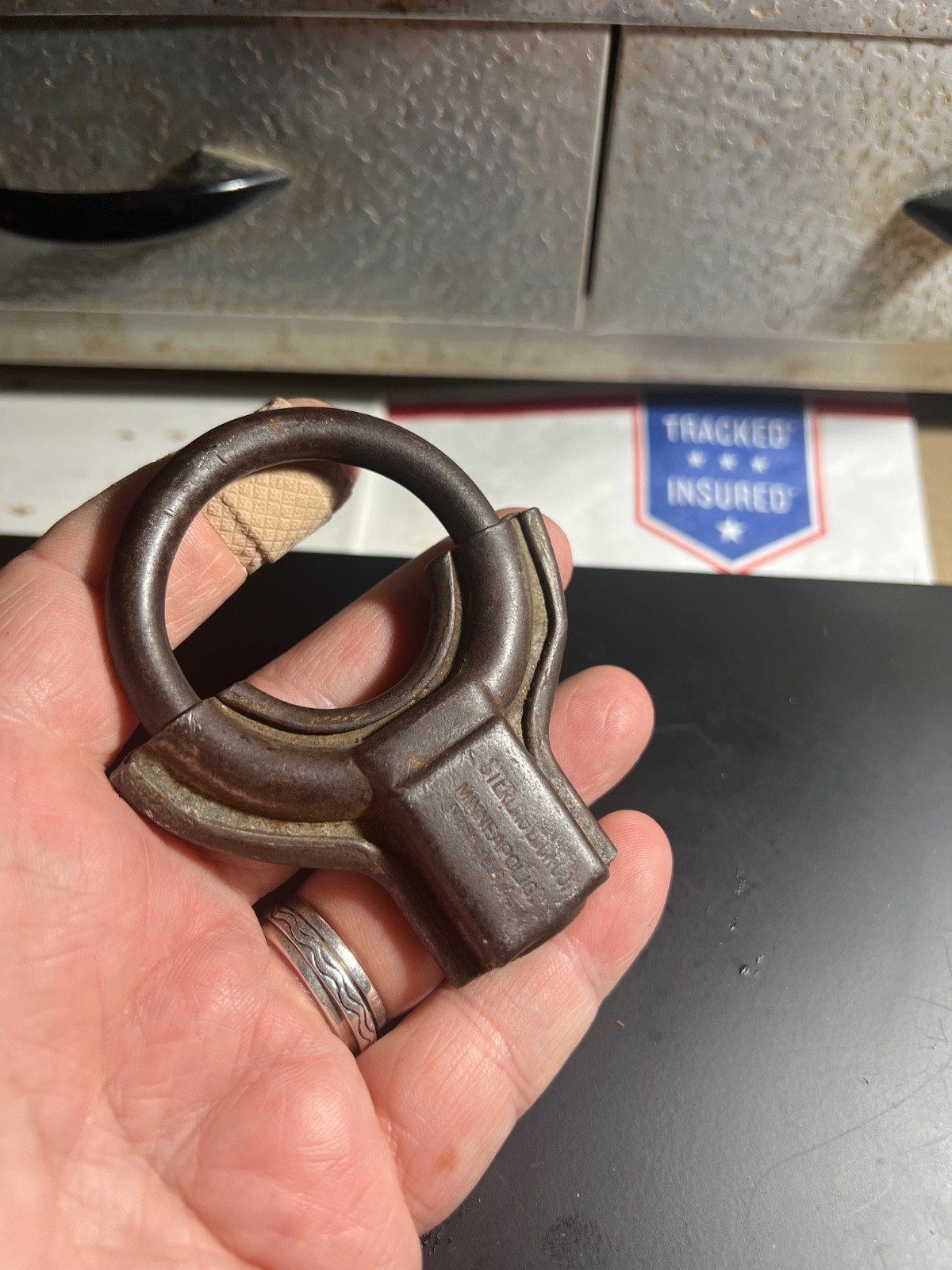 Vintage Sterling Brass Round Lock STERLING LOCK CO. No key! Very unique shape!