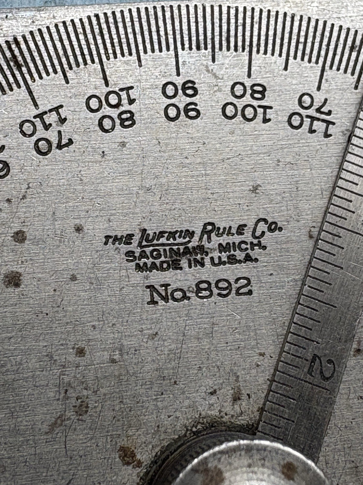 Lufkin Rule No. 892 Protractor Depth Angle Gage Gauge with No. 2310 6″ Rule USA