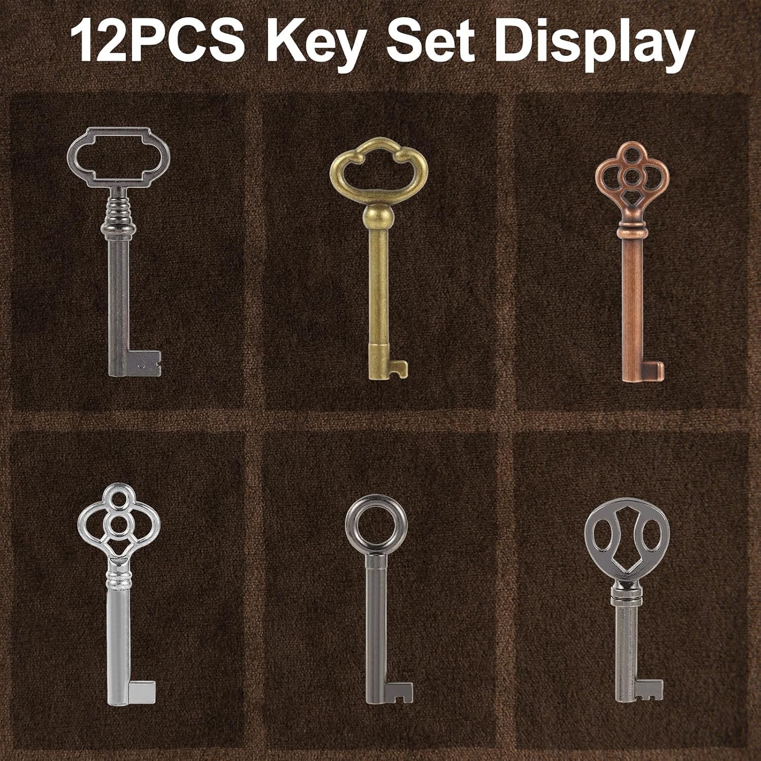 12PCS Hollow Barrel Skeleton Key, Universal Skeleton Key, Decorative Vintage Sty