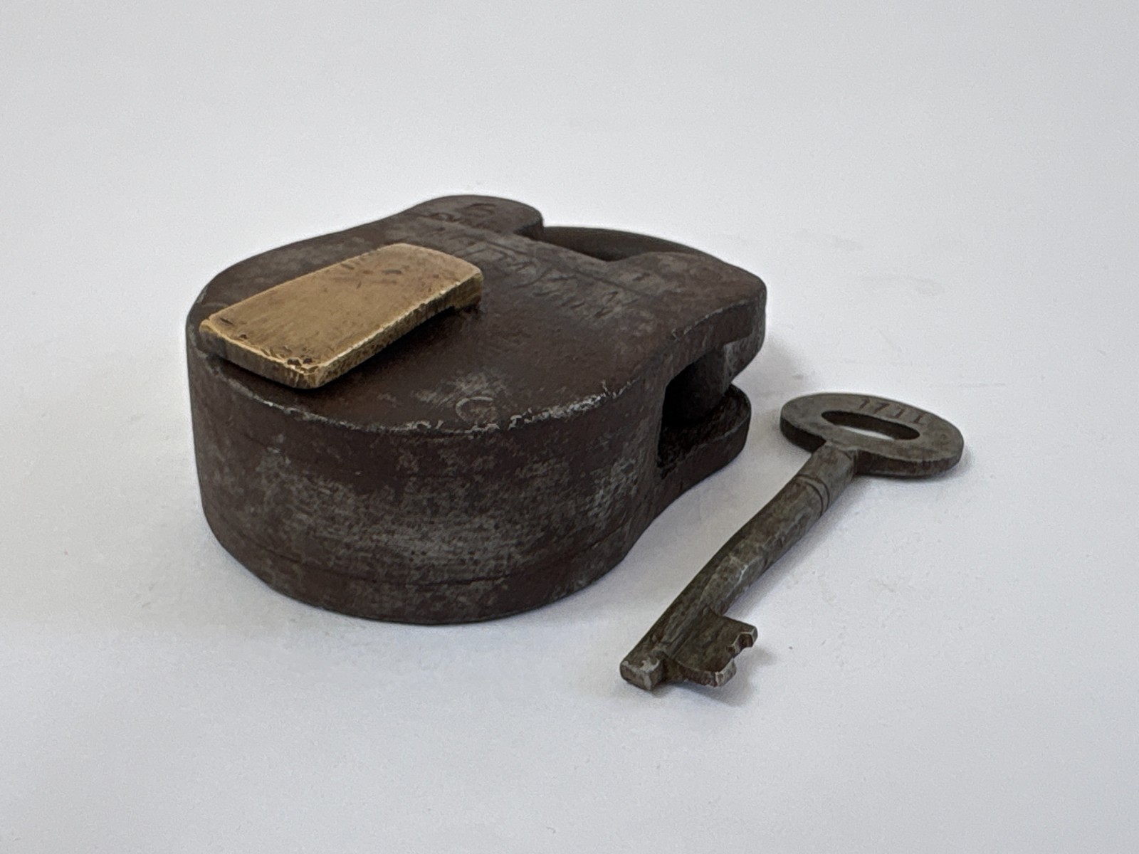 Vintage Brass Tag Iron Padlock Decorative Collectible Working Original Key