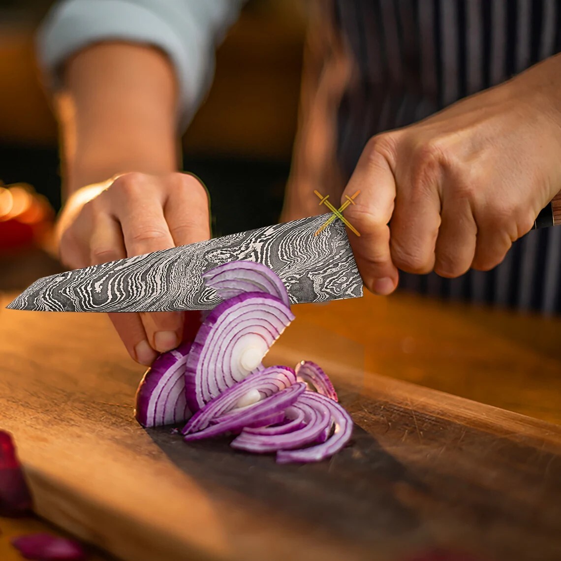 US Handmade Damascus Steel Chef Knife, Kitchen Knife Wood Handle, Best Gift
