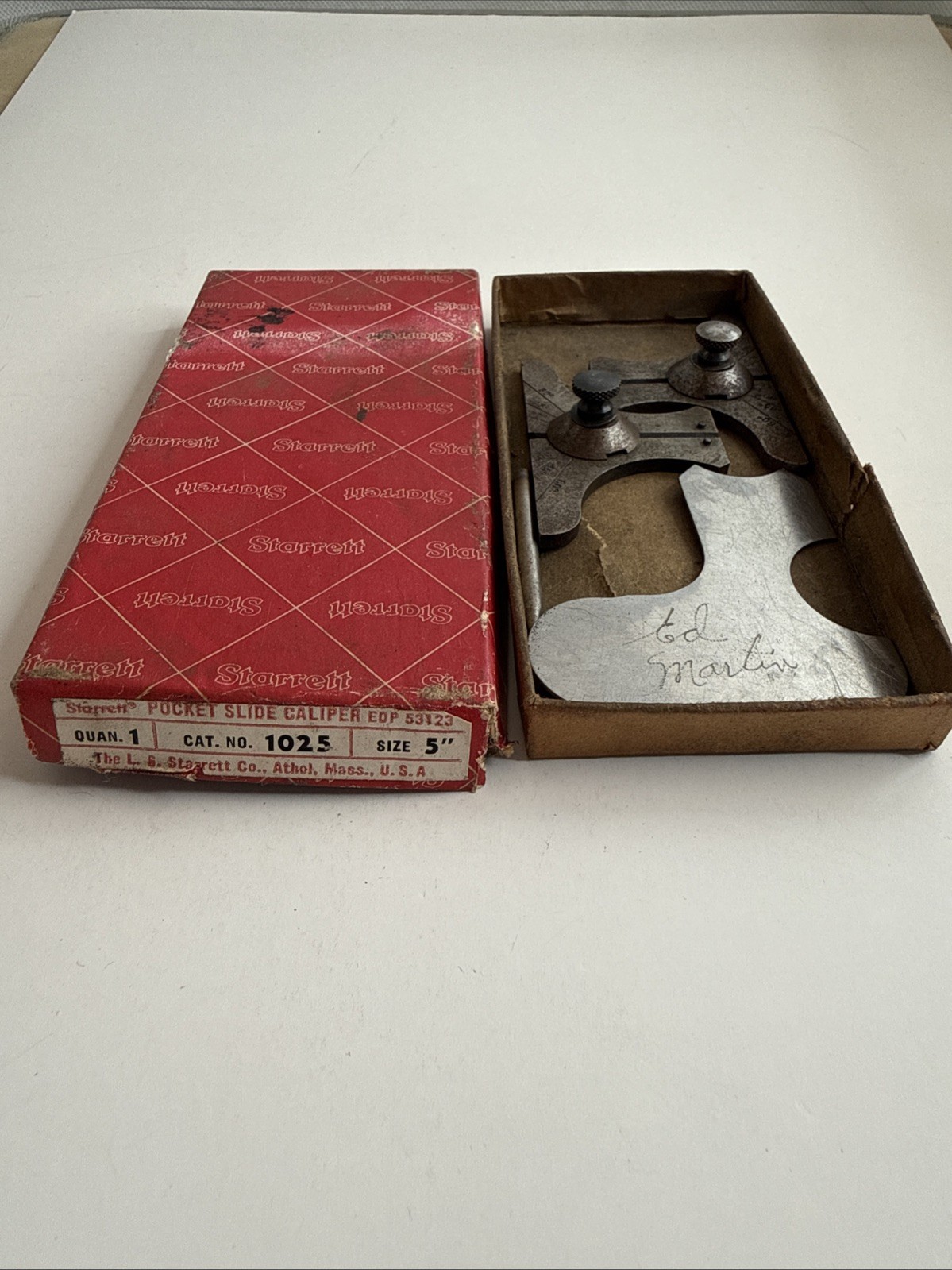 Starrett Pocket Slide Caliper EDP 53123 Cat No. 1025 Size 5″