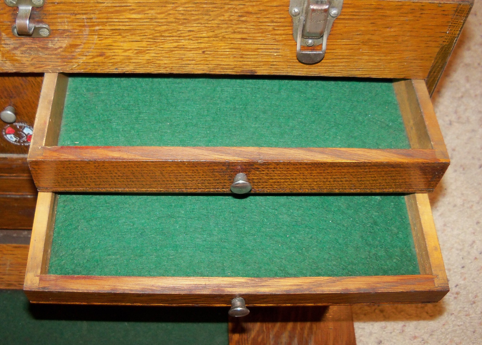 Vintage 11 Drawer Wood Gerstner Machinist Tool Chest Box, Model 052, 52, Oak 26″
