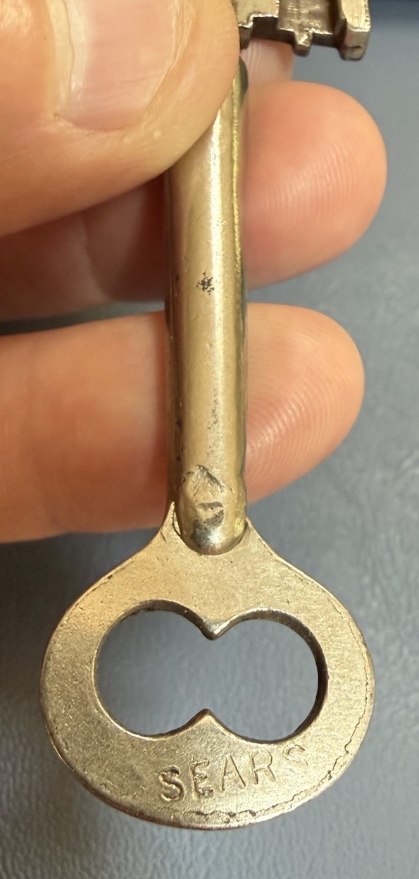 Corbin Brass Skeleton Key w/ “SEARS” Stamp S15 Silver Tone Vintage