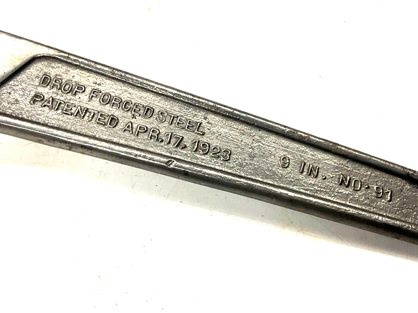 VINTAGE 1923 PAT. GELLMAN CORP. 9” POLLY ADJUSTABLE WRENCH, No. 91