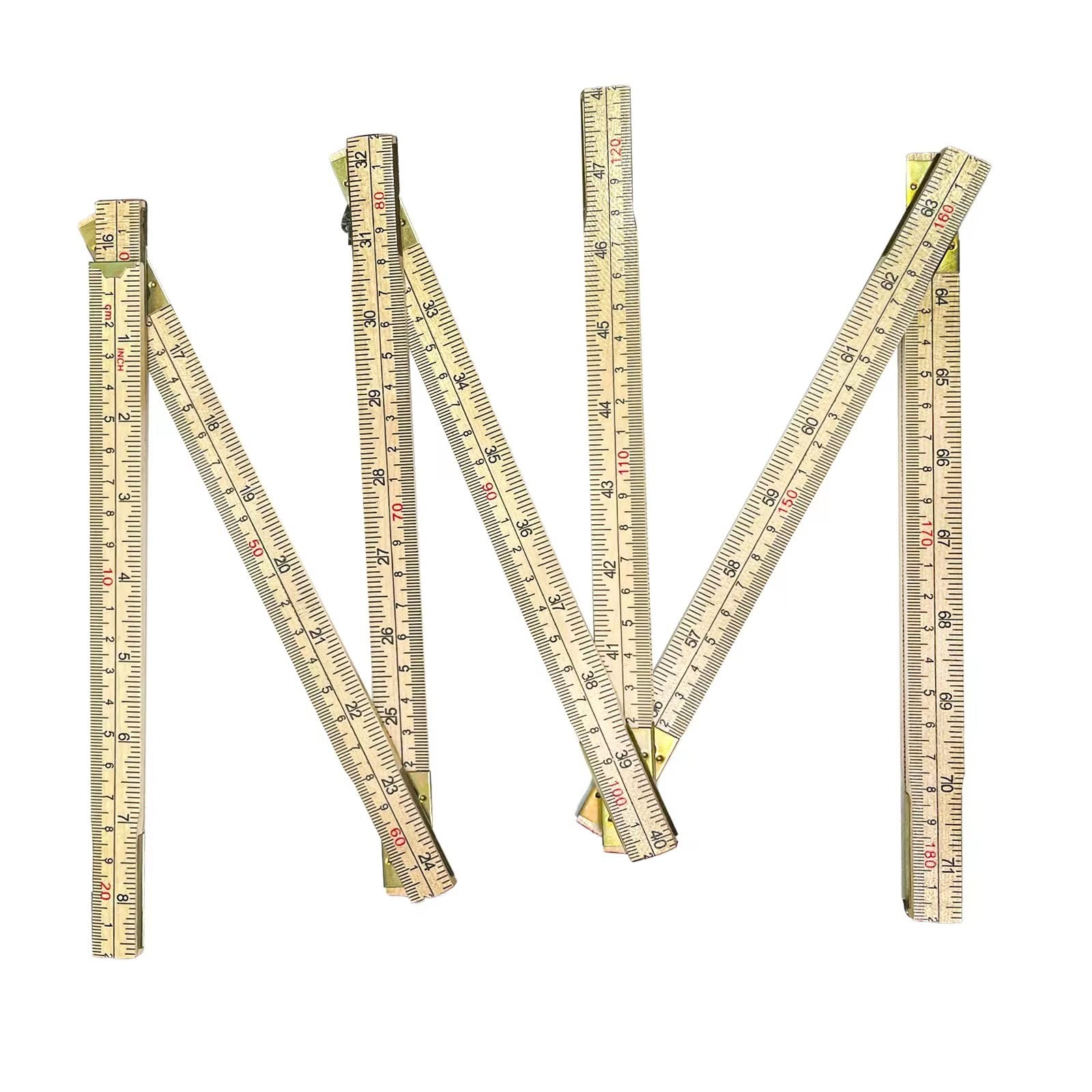 2 Pack of Folding Wood Rule, 6 FT 6 Inch Foldable Ruler with US and Metric Me…