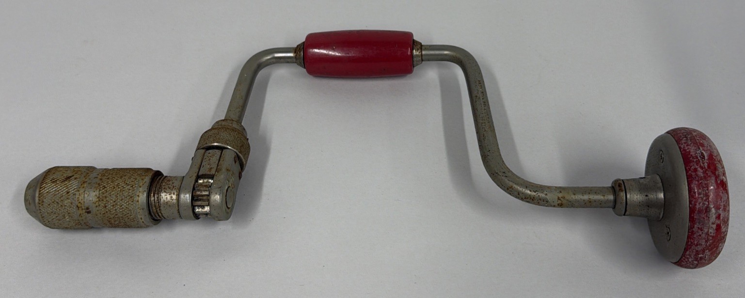Vintage Millers Falls No. 1950 Ratcheting Bit Brace Hand Drill Red Plastic Handl