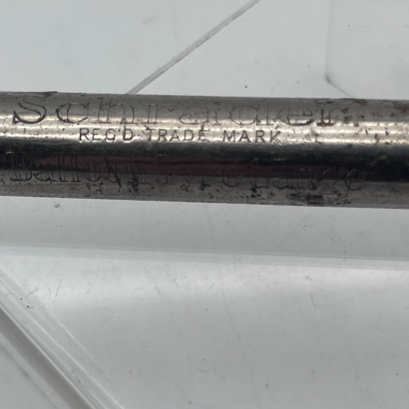 Vintage Schrader Balloon Tyre Pressure Gauge, Reg’d Trade Mark, Pat’d Gt Britain