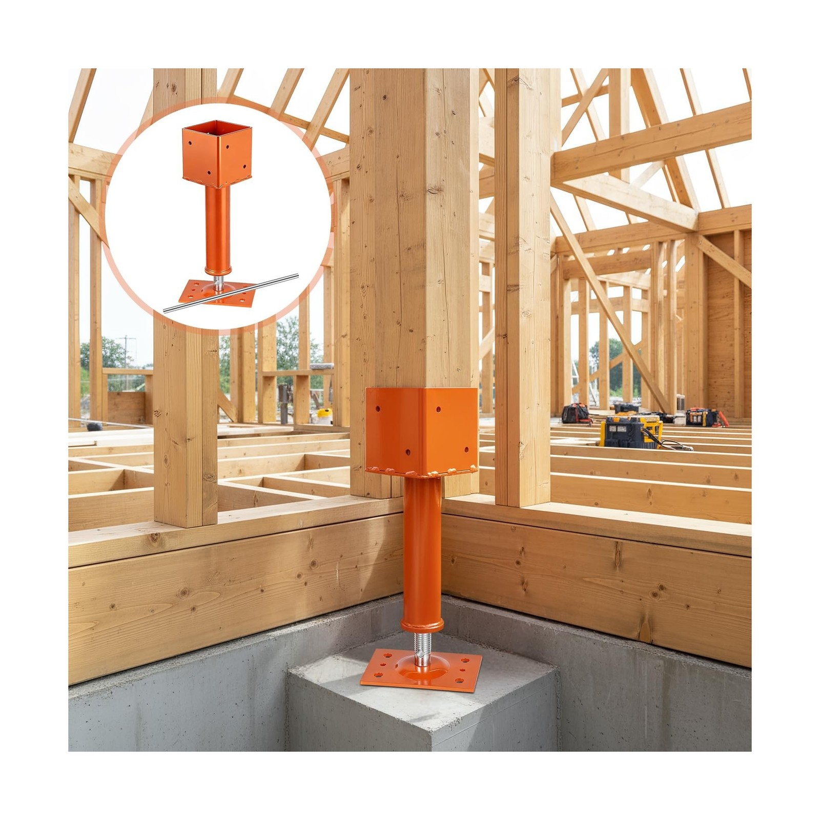 Screw Jack Post,4″ x 4″ Adjustable House Floor Jacks,13.4″-18.7″ Height Range…