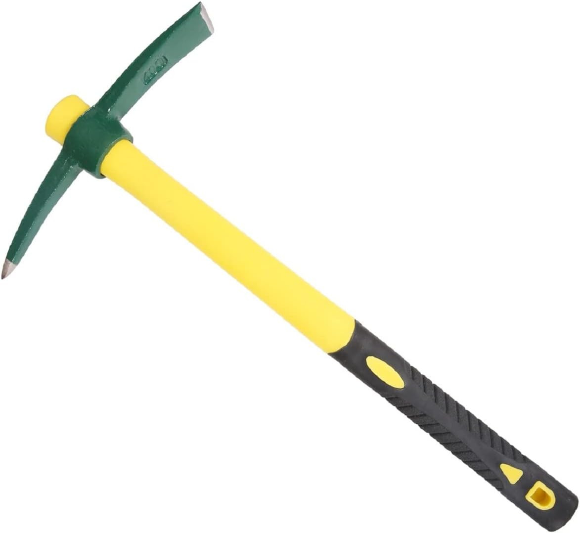 18Inch Pick Axe, Steel Forged Garden Pick, Premium Mattock Hoe with Fiberglass H