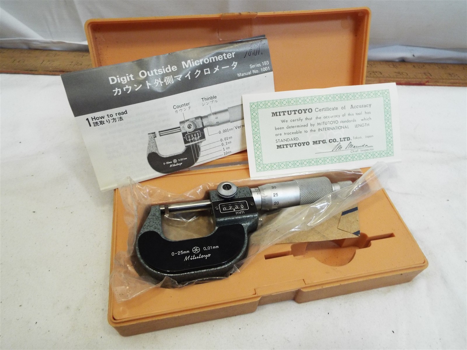 Mitutoyo 0-1 inch .001″ Digital Outside Micrometer 193-211 Machinist Tool in Box