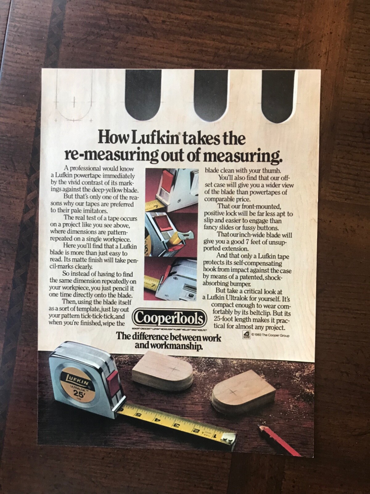 1983 vintage original print ad Cooper Tools Lufkin 25’ Ultralock Tape Measure