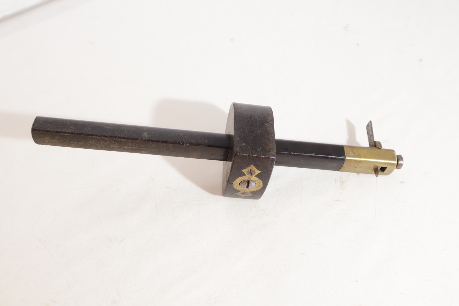 EBONY & BRASS 10 1/2 INCHES SLITTING GAUGE VERY GOOD CONDITION MUST SEE 253 tag3