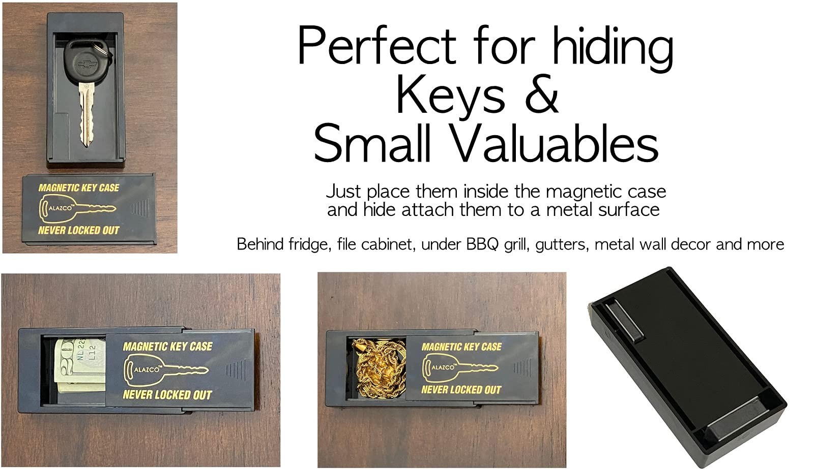 2 Hide A Key Magnetic Under Car Spare 4″ L x 2″ W x 0.625″ H, Black