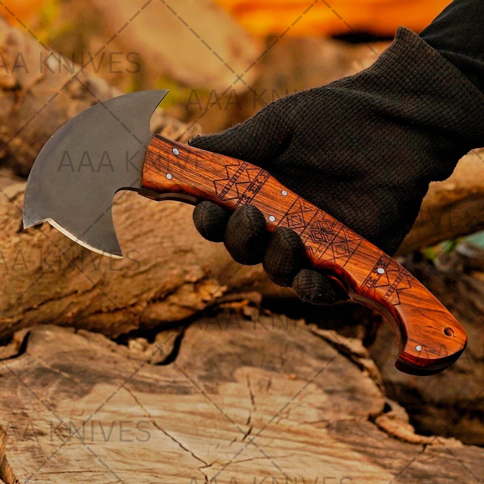 HANDMADE CARBON STEEL REPLICA WINKLER HUNTING/THROWING AXE W/SHEATH