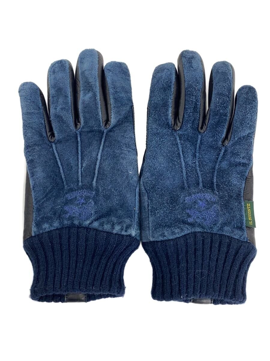 IL BISONTE Gloves Suede Navy Plain Men’s Used 5 Hand Circumference 21.5 cm