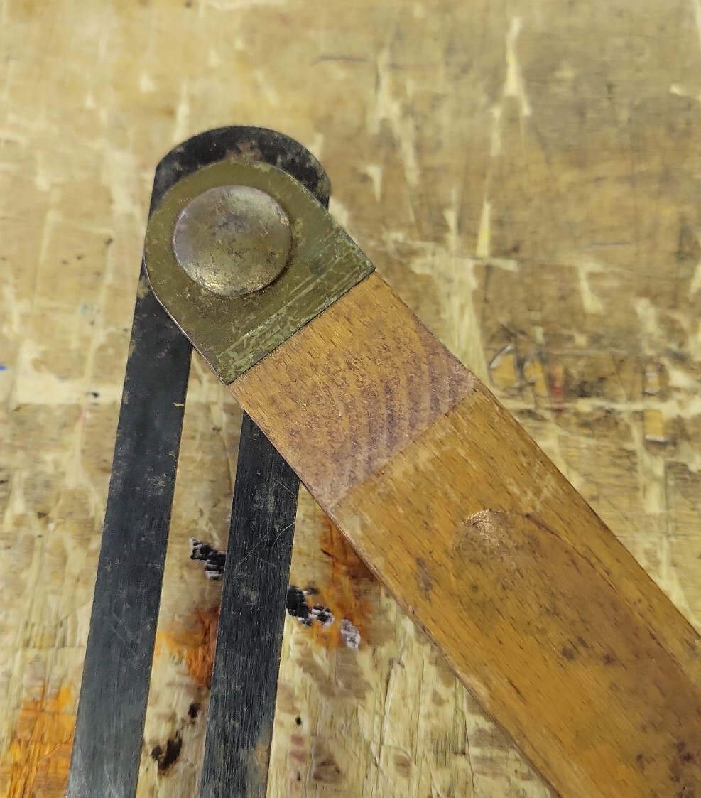 Antique Machinist Brass/Wood/Steel 8″ T-Bevel Angle Finder