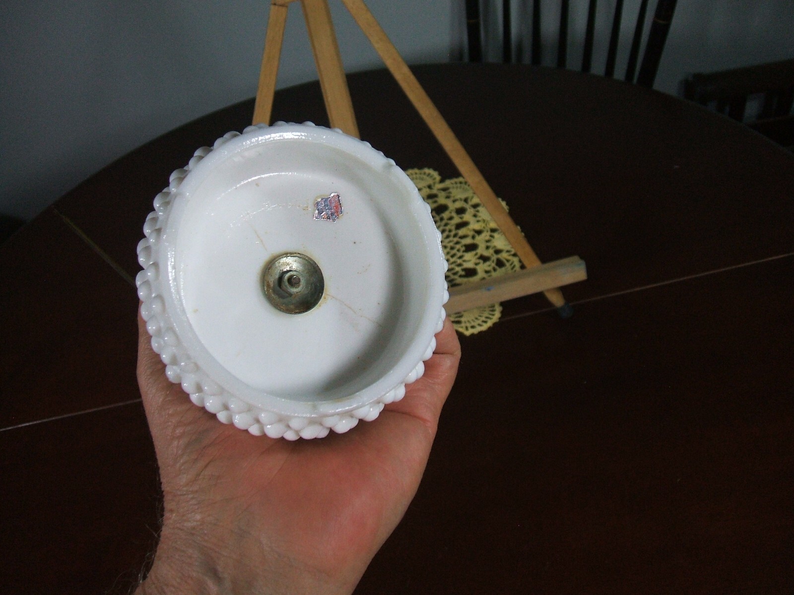 Vintage FENTON Milk Glass Hobnail Brass BALANCE SCALE OF JUSTICE