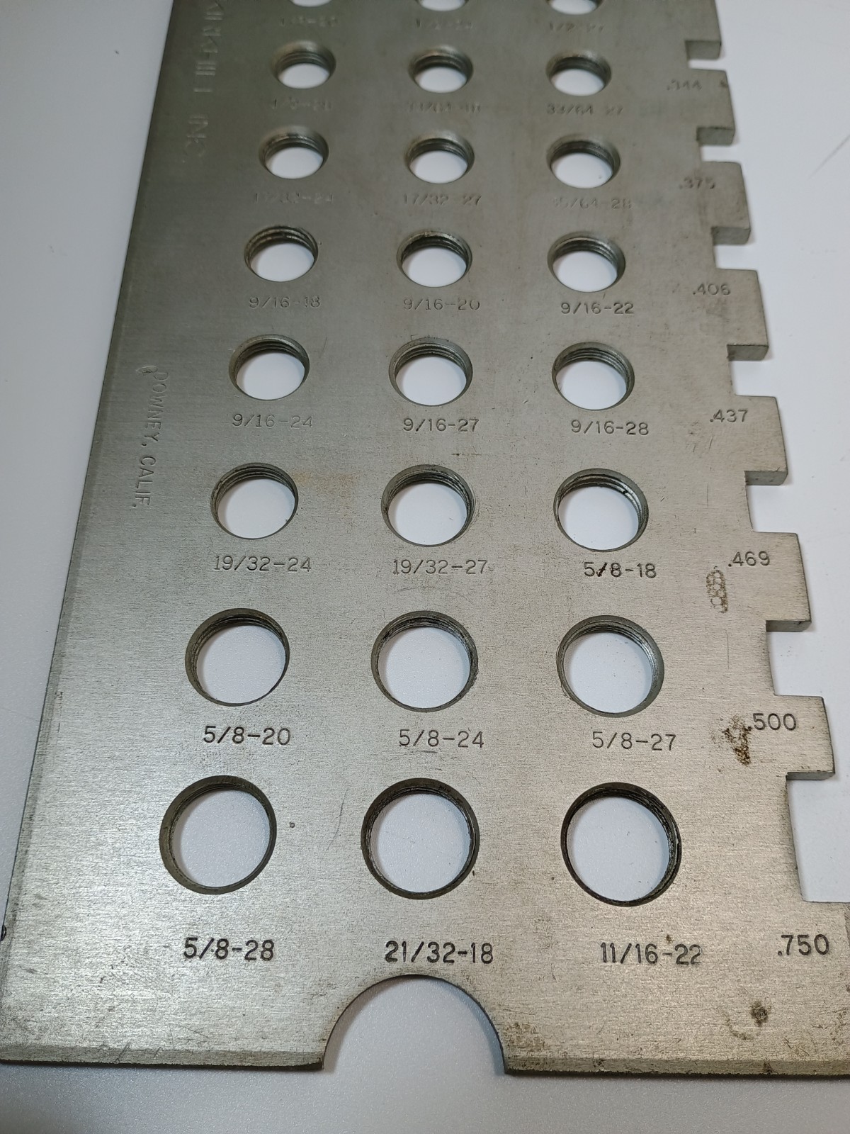 Vintage Kirkhill Inc. Thread gauge for Seats, Bibbs, Nuts and Bolts