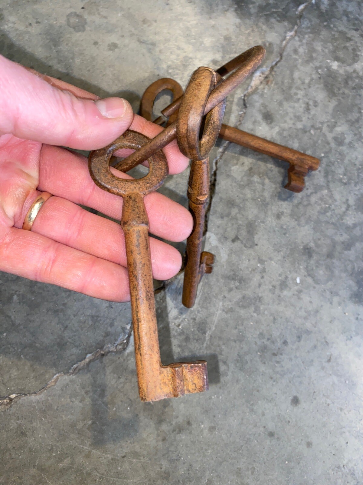 Victorian Master Door Iron Skeleton Key Set Lot X3 Solid Metal Heavy Cast 3/4LBs