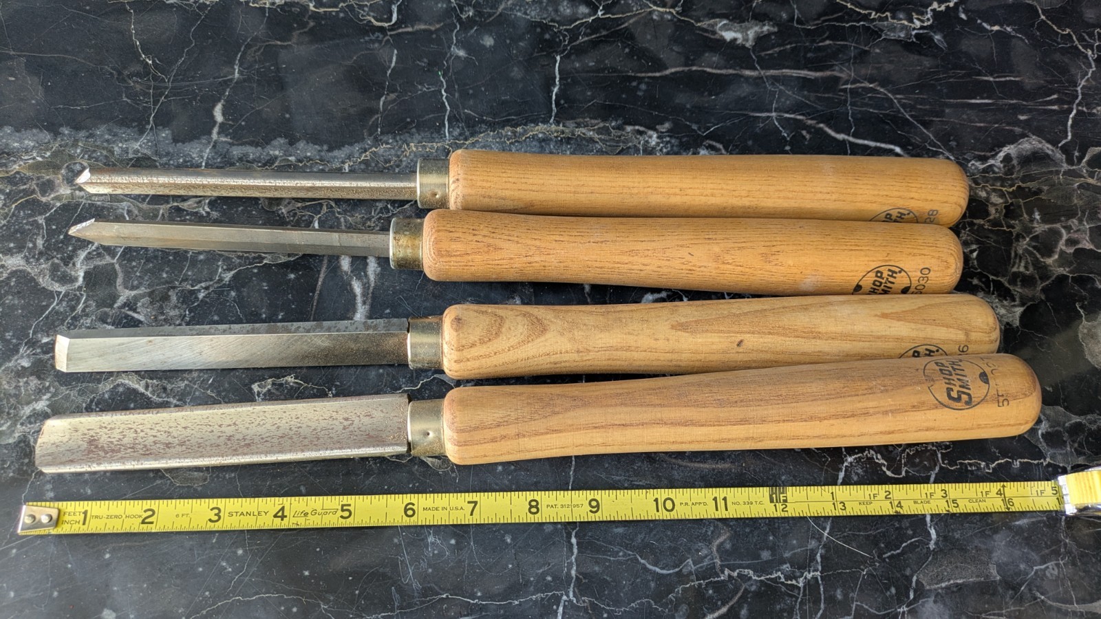 Set of 4 Shopsmith Lathe Wood Turning Woodworking Chisels