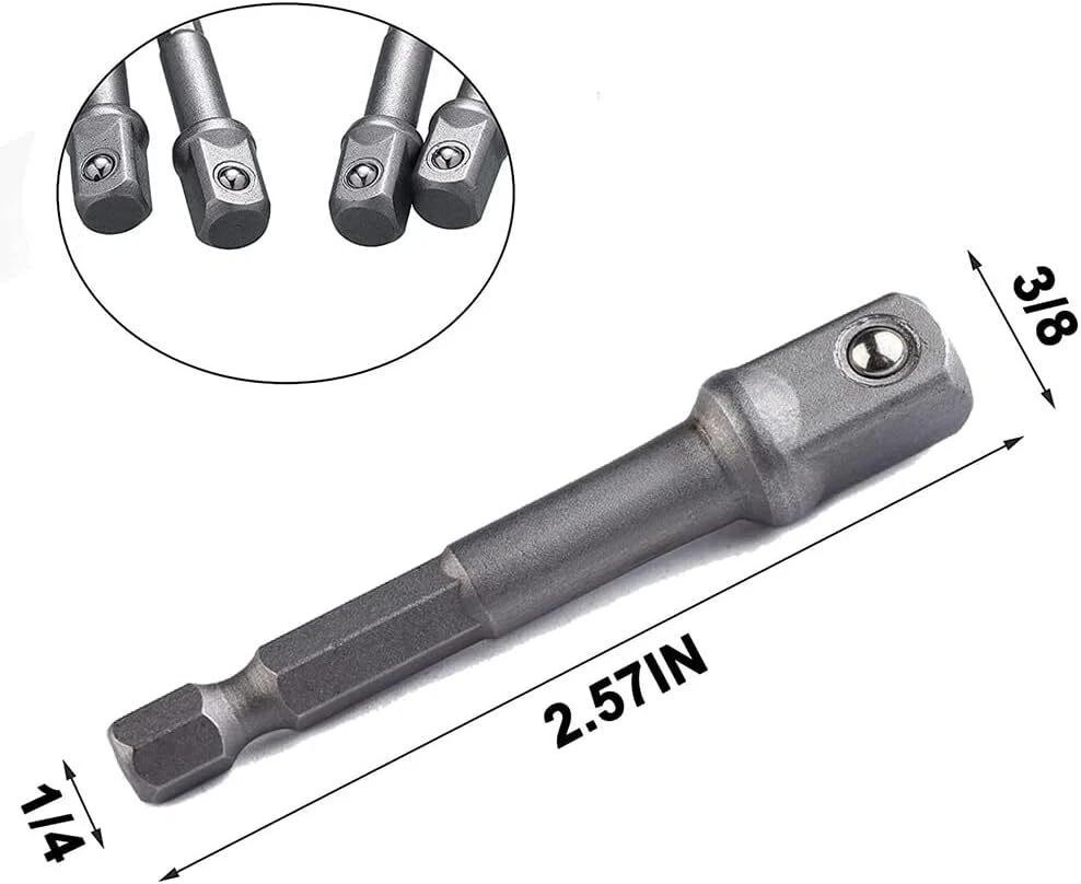 5 Pieces Impact Adapter Square Socket Adapter, 1/4" Hex Shank to 3/8"