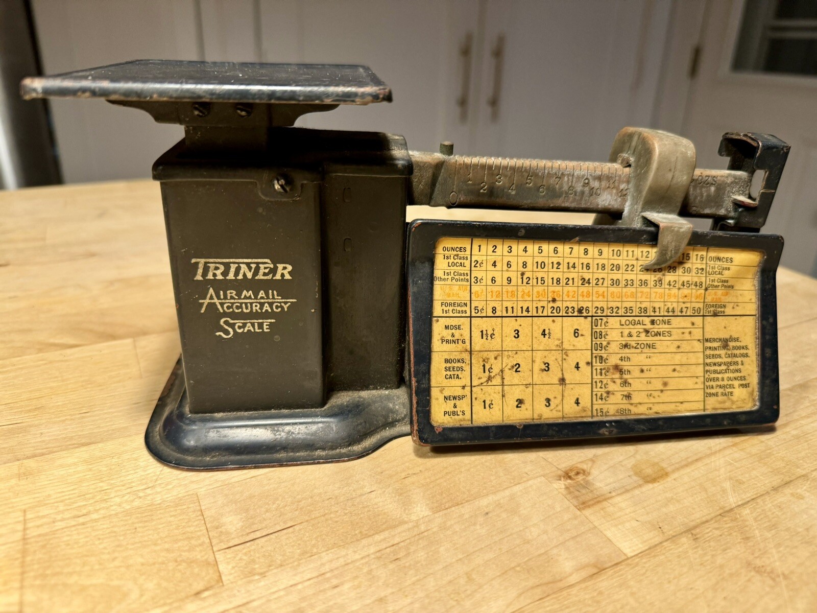 Triner Air Mail Accuracy Scale Chicago ILL Vintage 1954 Postage Chart 16oz