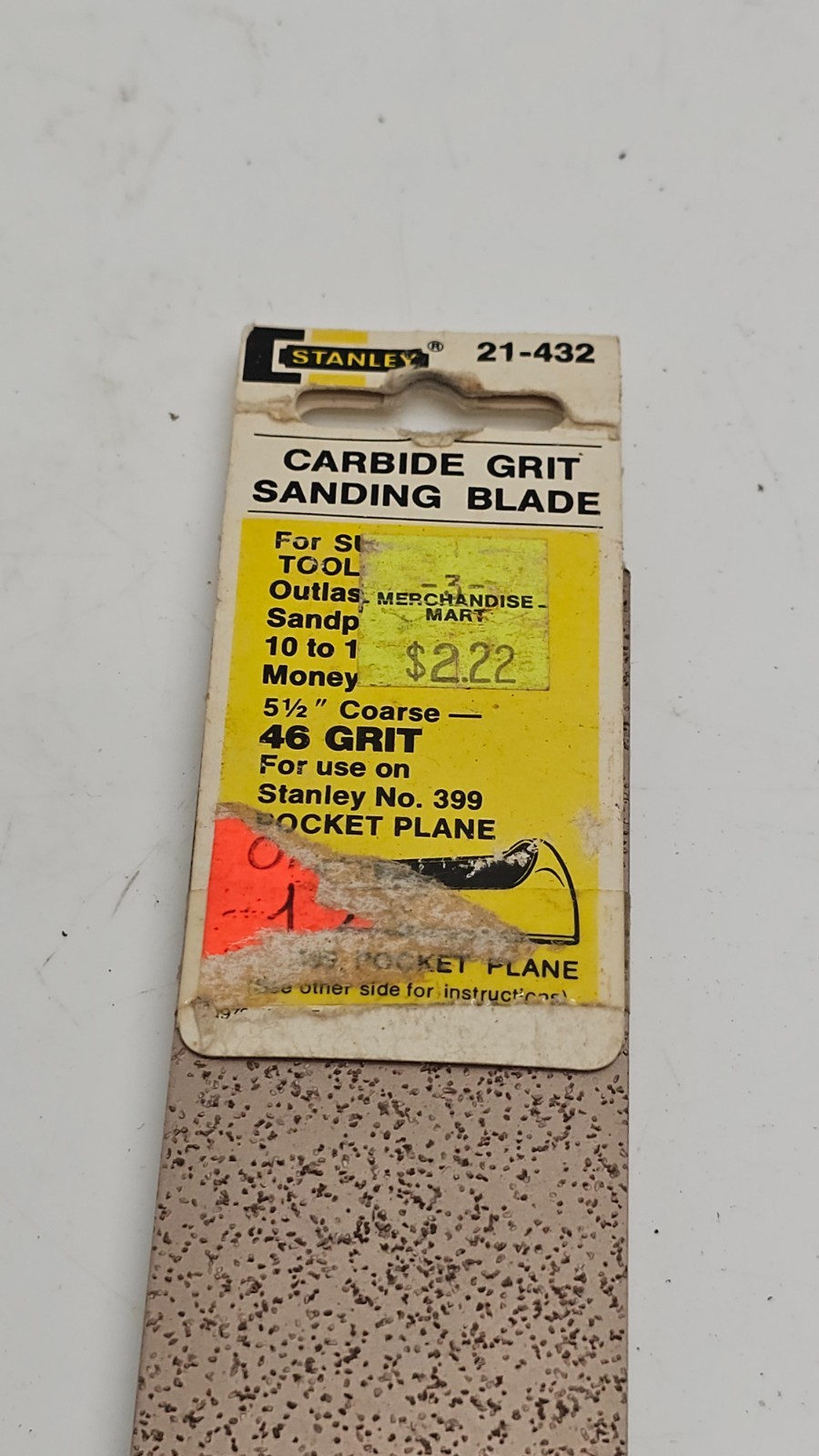 Stanley 21-432 Carbide Grit Sanding Blade 5.5″ For No. 399 Pocket Plane NOS Vtg