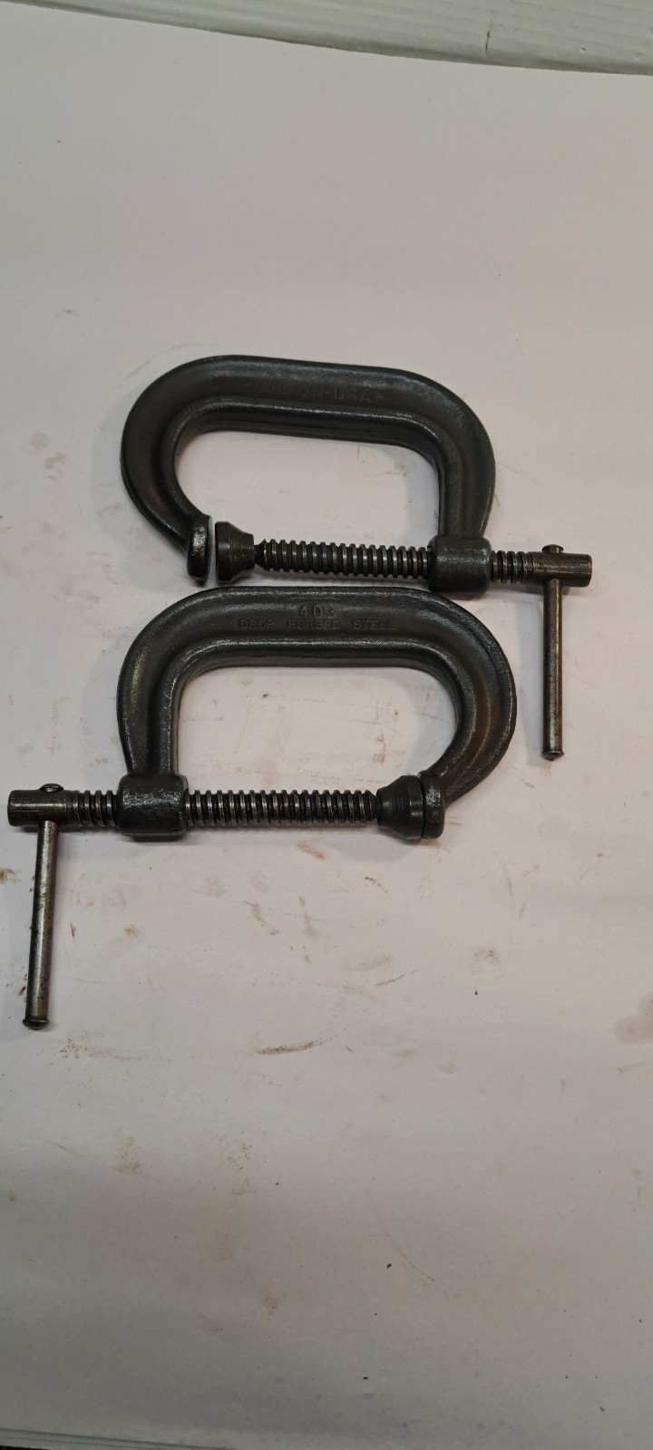 Lot Of 2 Wilton No. 403 C-Clamp Drop Forged Steel USA 3” Opening (0470)