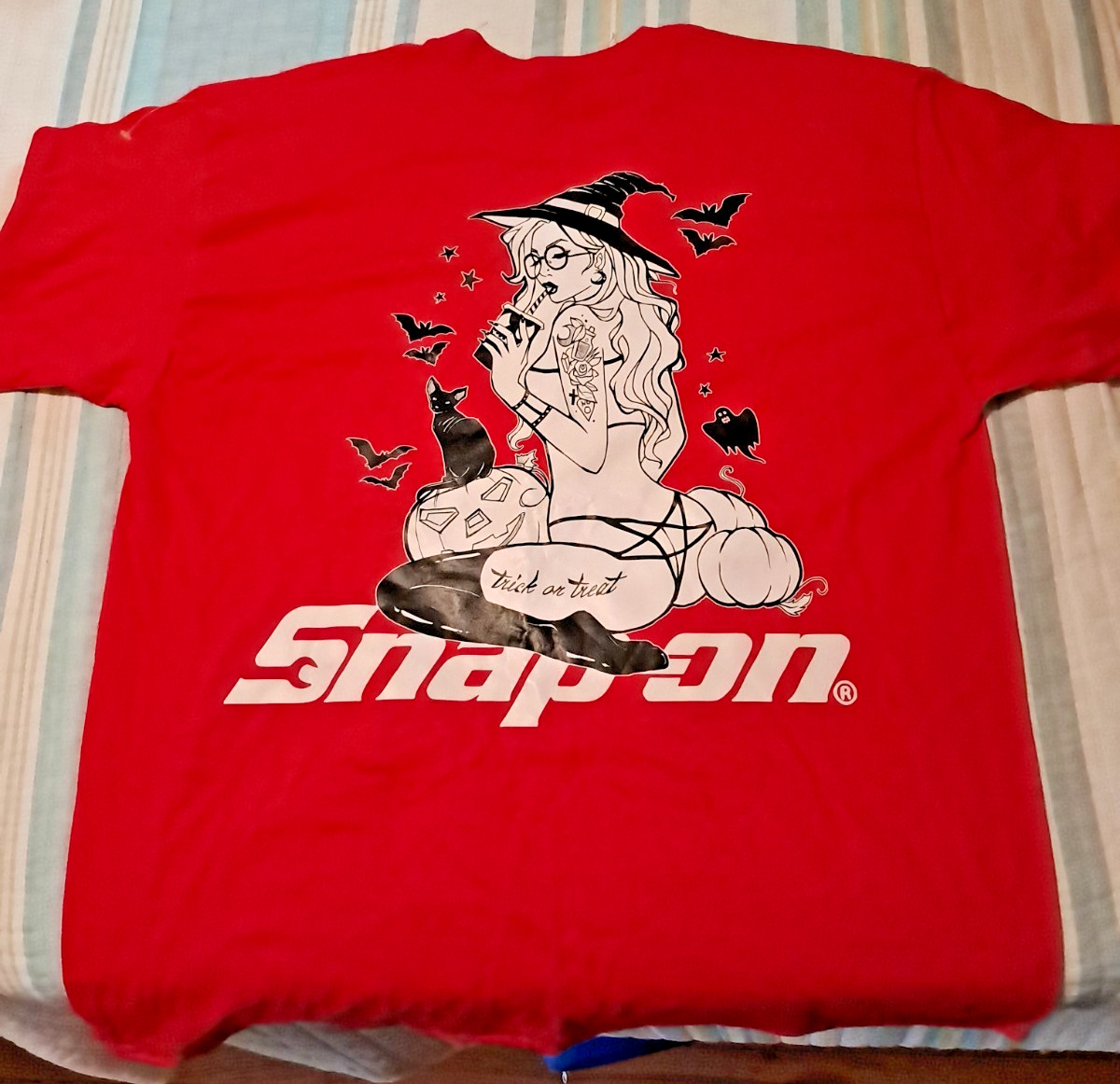 snap-on tools promotion Trick or Treat Red shirt graphic snap on XL Rare
