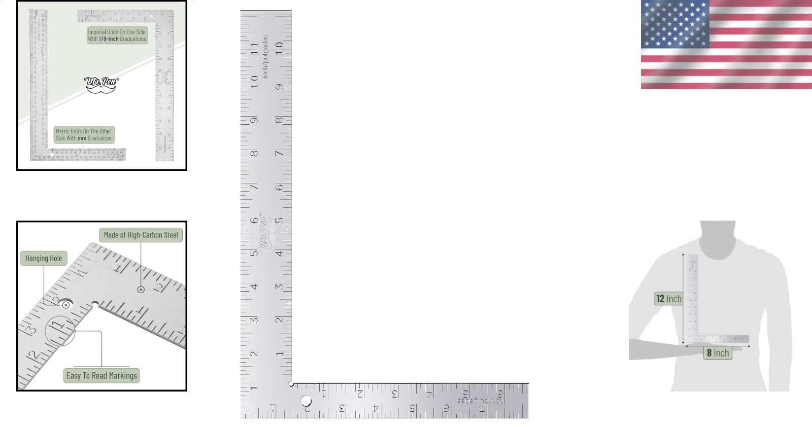 Metal Carpenter Square 8×12 Imperial Metric Precision Tool Woodworking Framin…