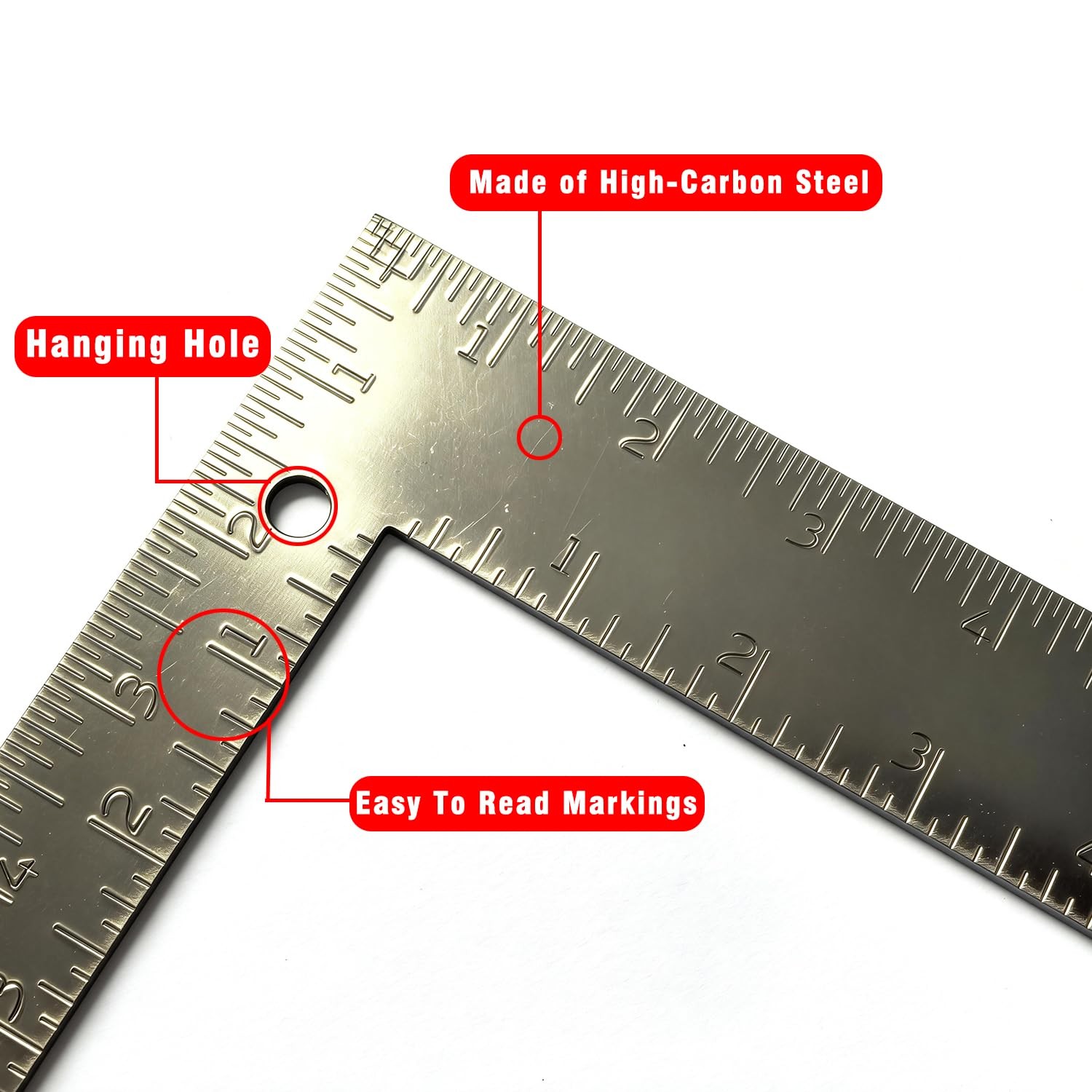 Professional 8×12 Inch Carpenter Square – Heavy-Duty Carbon Steel Silver