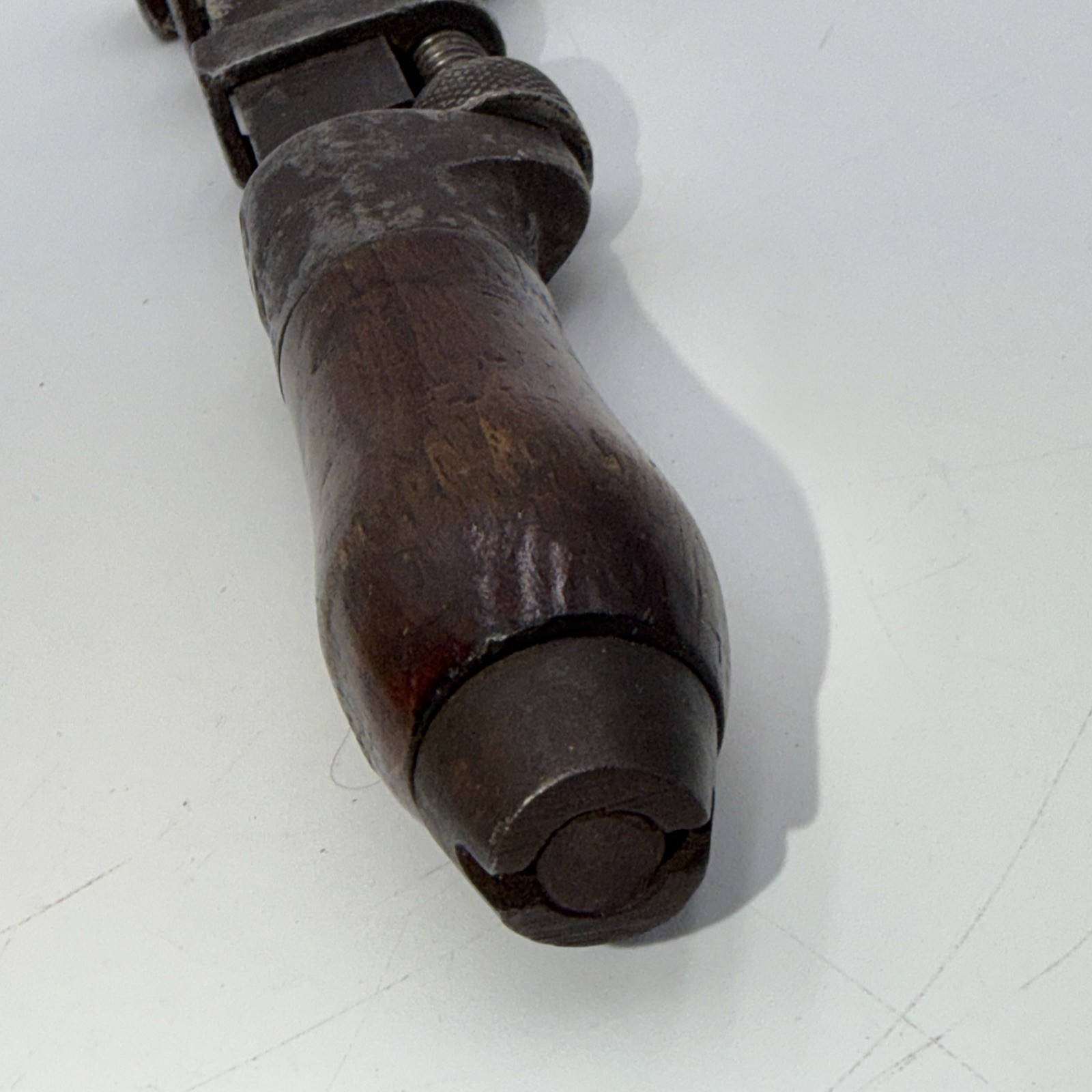 P S & W Co 8″ Monkey Wrench Wood Handle Antique USA Cleveland OH
